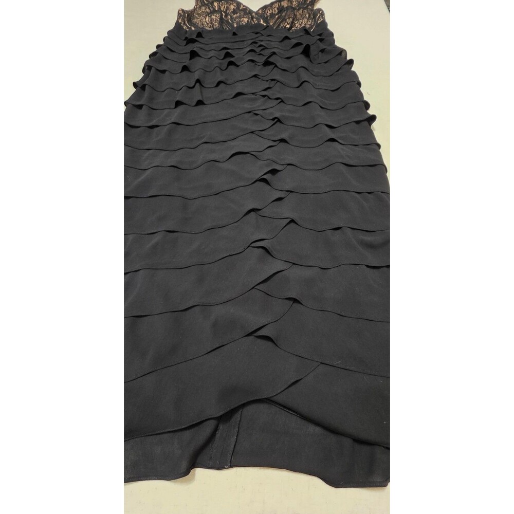 Adrianna Papell 20W Black Nude Lace Tiered Ruffle Maxi Formal Evening Gown Plus - Picture 5 of 10